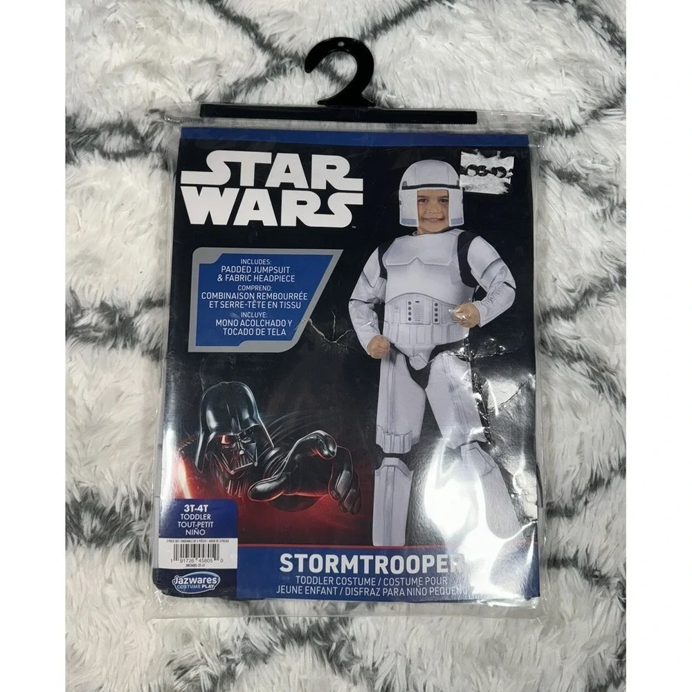STAR WARS‎ Stormtrooper Padded Jumpsuit Headpiece Costume Toddler 3T-4T *NEW*